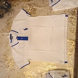 NWT polo by Ralph Lauren White/Blue Classic Fit Polo Shirt Size Medium Men's.